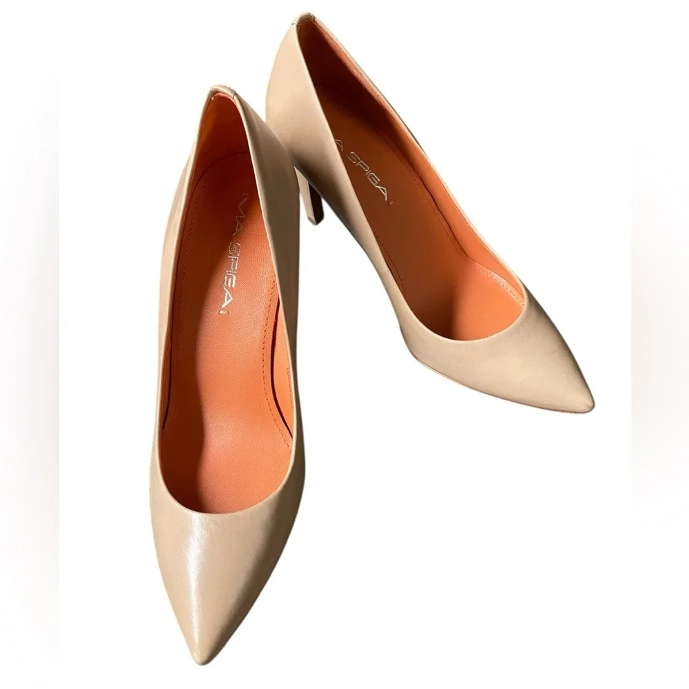 NEW Via Spiga Nude Beige Women’s leather Heels Size 5.5 - Picture 2 of 13